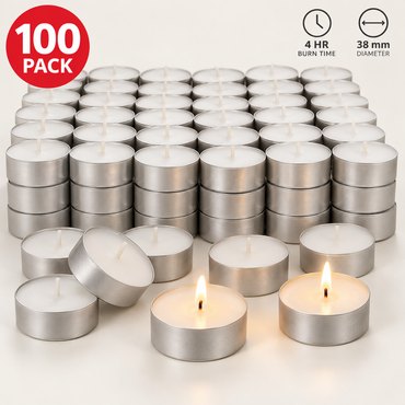 IKEA GLIMMA Unscented Tealight Candles, 100-Pack, White