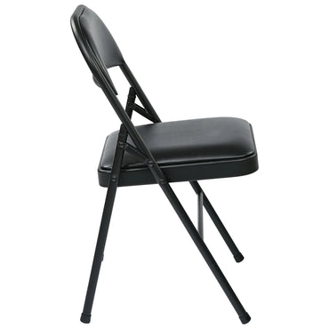 Office Star Black Vinyl Padded Folding Chair, 4-pack
