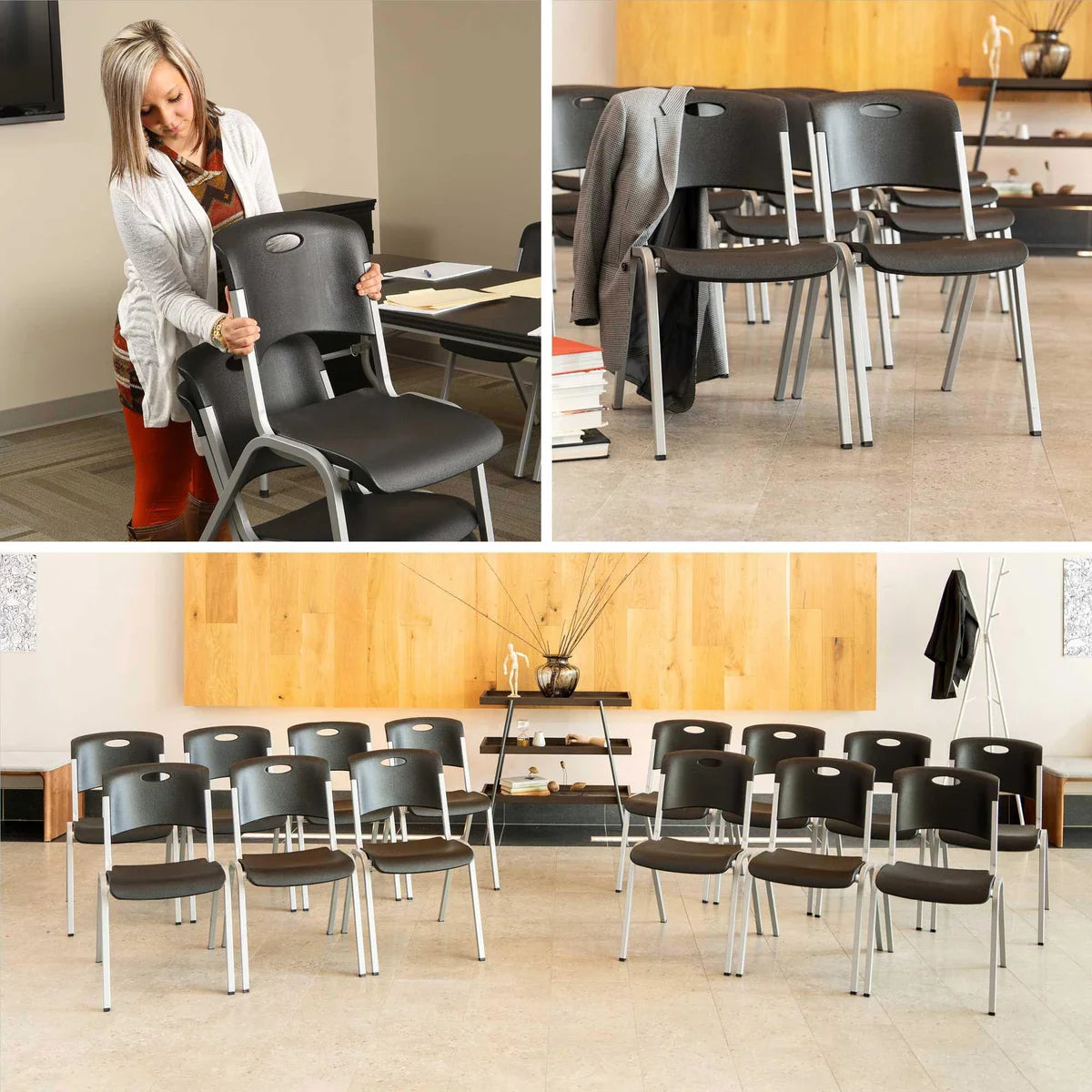 Lifetime Premium Commercial Stacking Office Chairs, 14-pack
