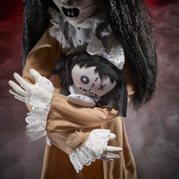 3 ft ANIMATED Creepy Girl with Doll