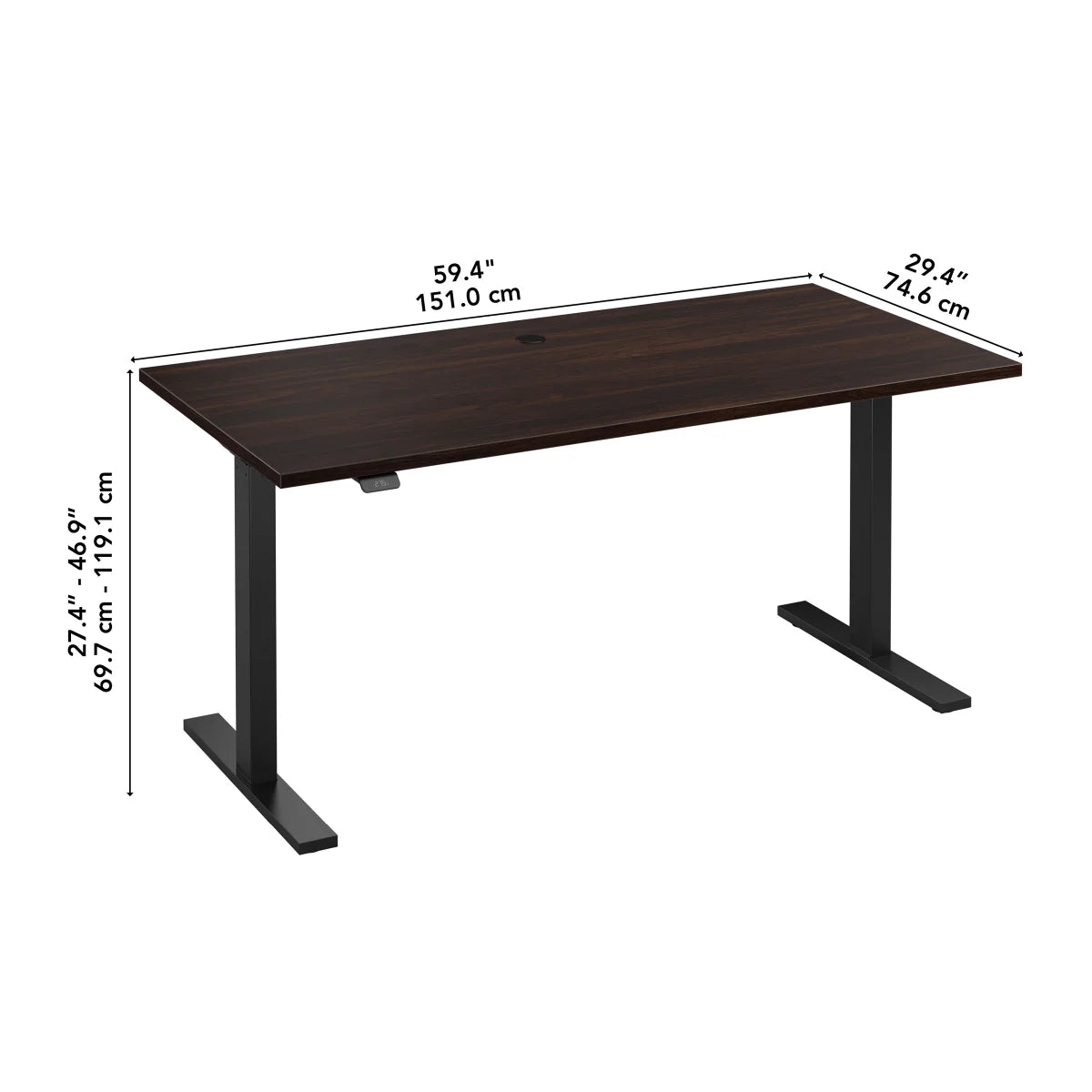 Office Pro Amplify 150.9 cm x 74.7 cm (59.4 in. x 29.4 in.) Height Adjustable Desk