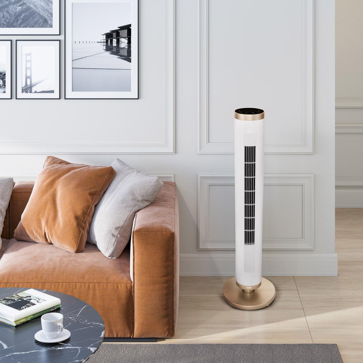 Seville Classics UltraSlimLine 96.01 cm (37.8 in.) Oscillating Tower Fan with Remote and LED Base Light