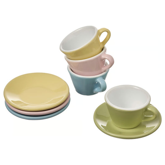 (8 Piece)IKEA DUKTIG cup/saucer playset, mixed colors