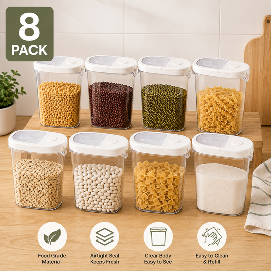 (8 Pack) IKEA 365+ Dry food jar with lid, transparent/white, 1.3 l (44 oz)
