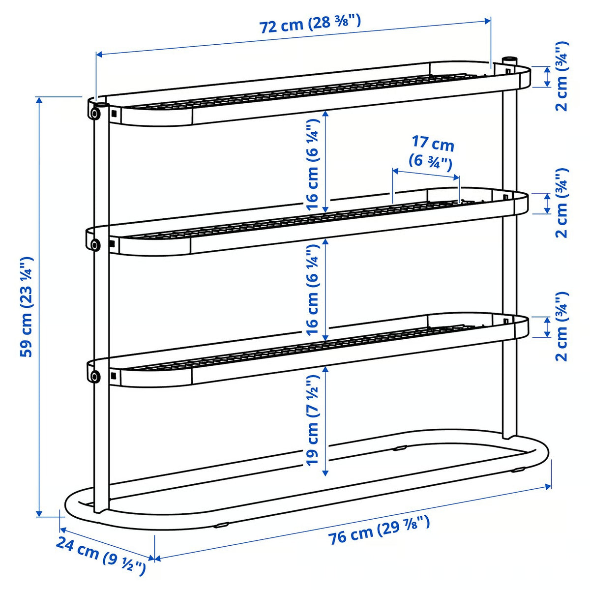 IKEA ÄLGANÄS Shoe rack, black, 76x24x59 cm (29 7/8x9 1/2x23 1/4 ")