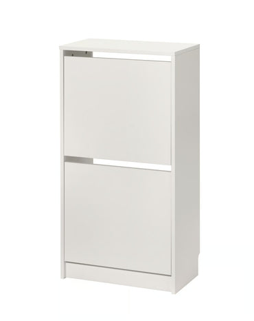 IKEA BISSA Shoe cabinet with 2 compartments, white, 49x28x93 cm (19 1/4x11x36 5/8 ")