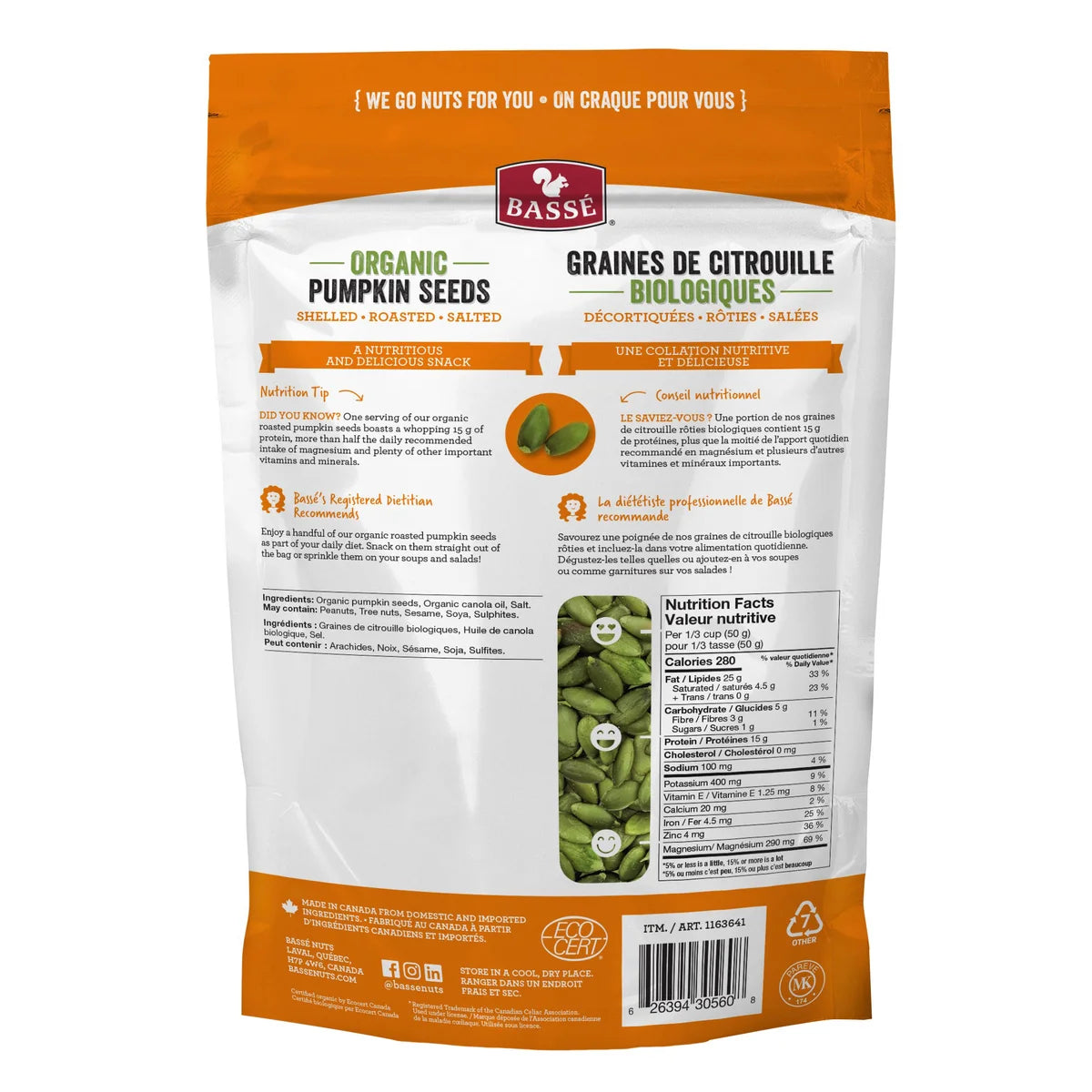 Bassé Organic Pumpkin Seeds 1.2 kg