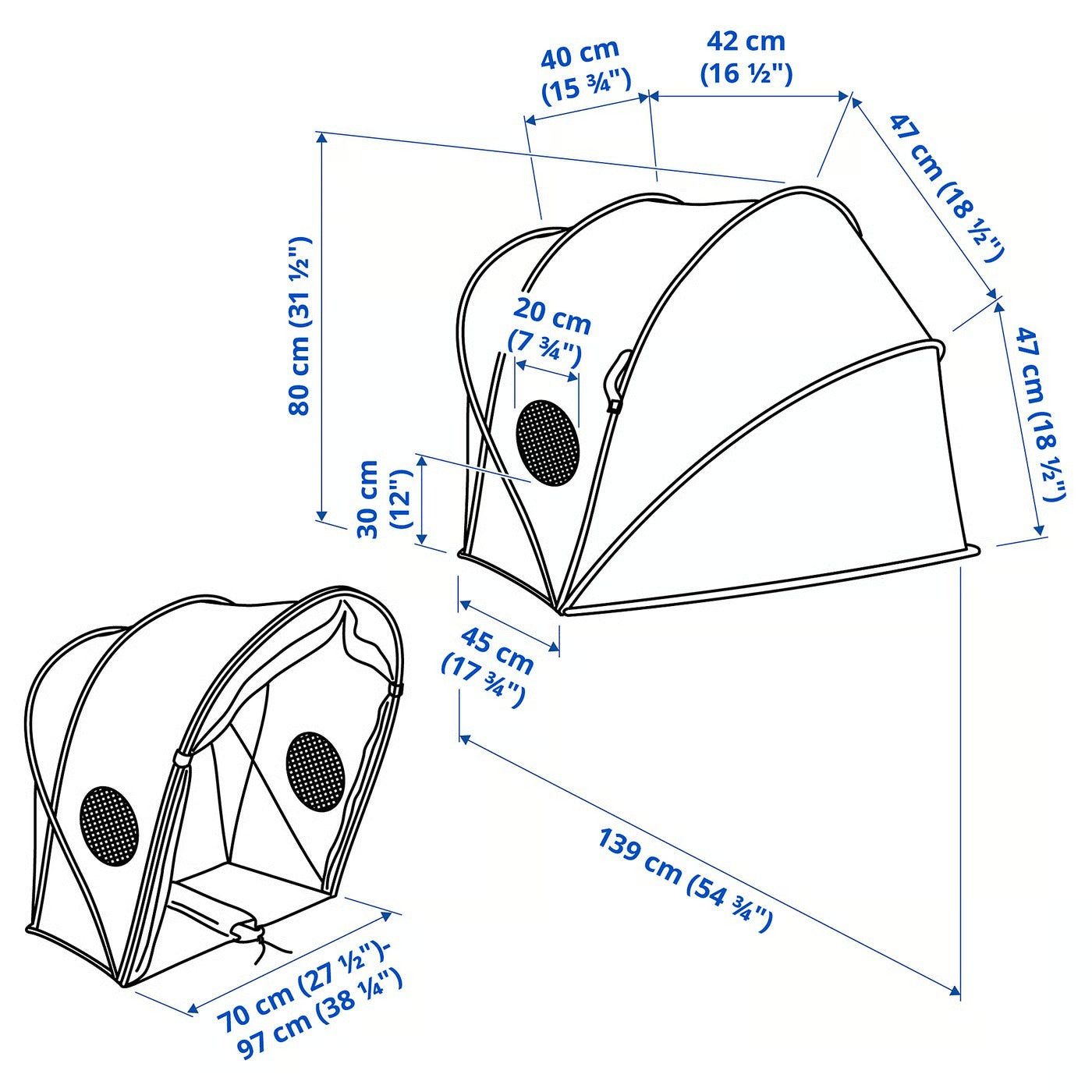 IKEA ELDFLUGA Bed tent, blue/green, 70/97