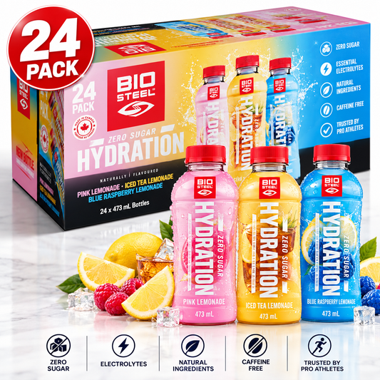 BioSteel Hydration Drink Variety Pack, 24 × 473 mL, Zero Sugar, Caffeine Free, Electrolyte Drink