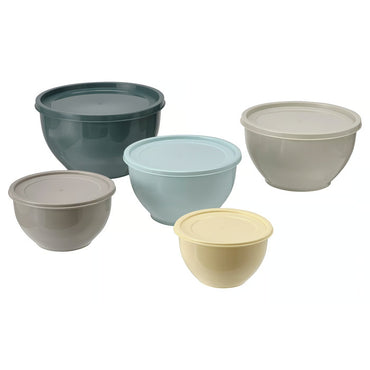IKEA GARNITYREN Bowl with lid, set of 5, mixed colors