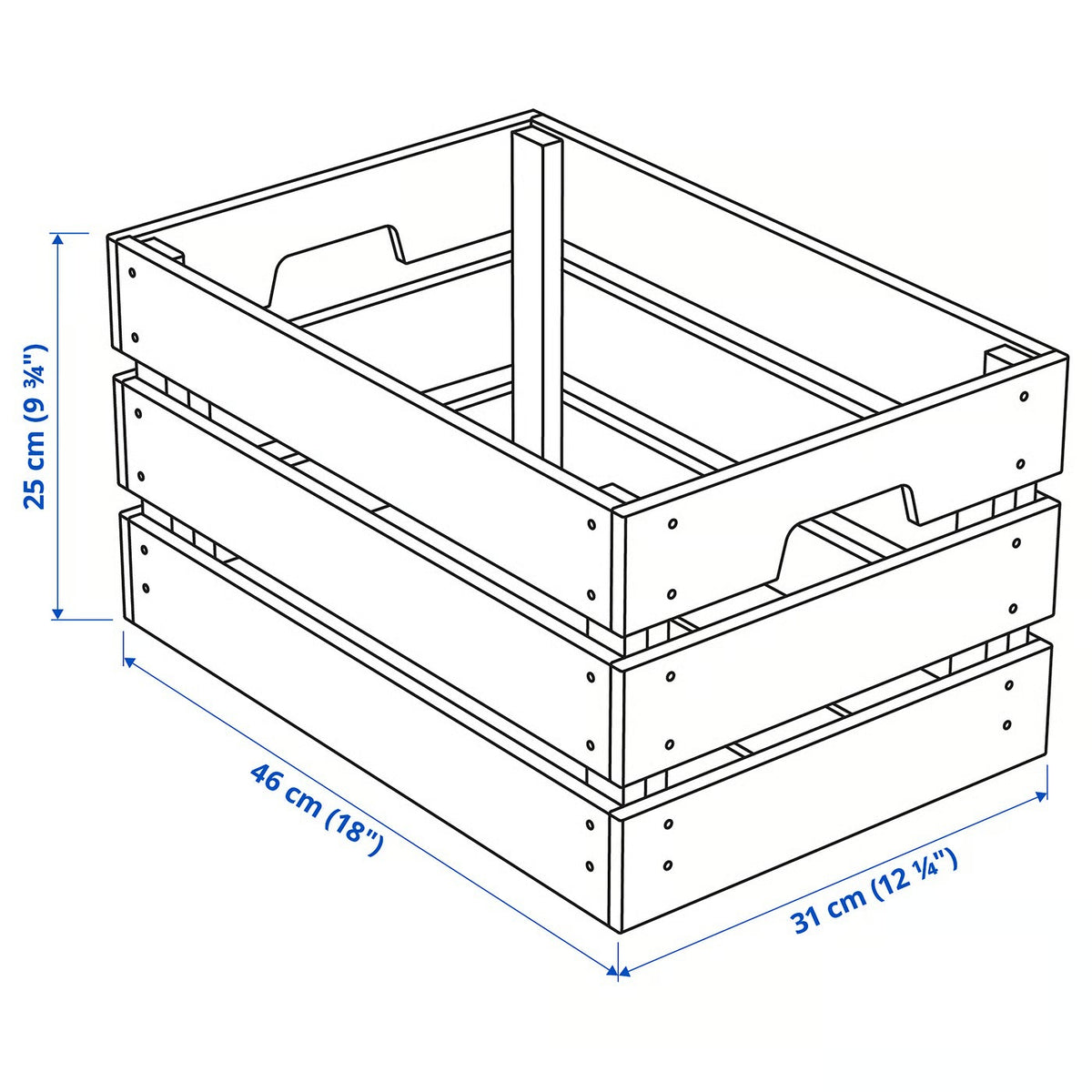 IKEA KNAGGLIG Box, pine, 46x31x25 cm (18x12 ¼x9 ¾ ")