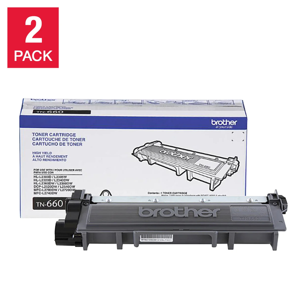Brother TN-660 High Yield Black Toner Cartridge 2-pack