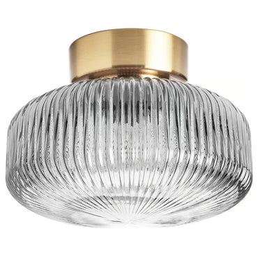 IKEA SOLKLINT Ceiling lamp, brass/gray clear glass, 27 cm (11 ")