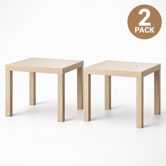 (2 Pack) IKEA Modern Square Side Table, White Stained Oak Lightweight End Table, 55 × 55 × 45 cm, Easy Assembly Living Room and Bedroom Furniture (Copy) (Copy)