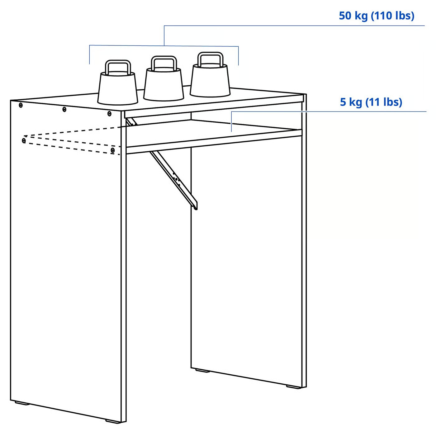 IKEA TORALD Desk, white, 65x40 cm (25 5/8x15 3/4 ")