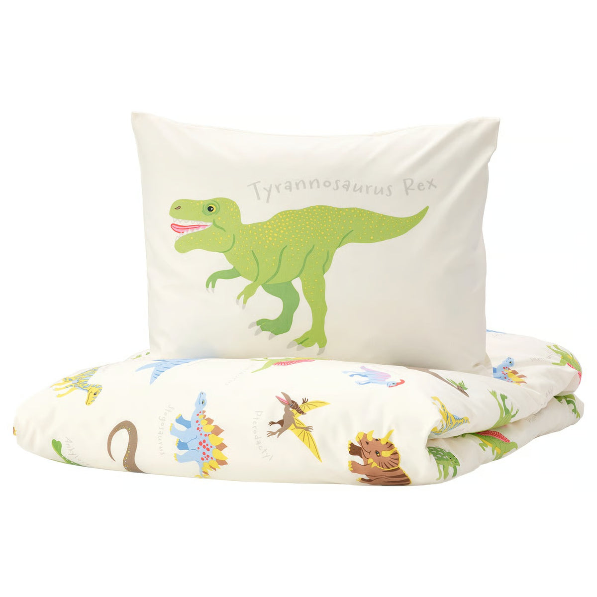 IKEA JÄTTELIK Duvet cover and pillowcase, Dinosaurs/white, Twin