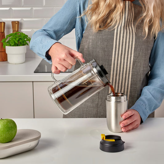 IKEA ENVÄLDIG Insulated steel flask, stainless steel/black, 35 cl (12 oz)