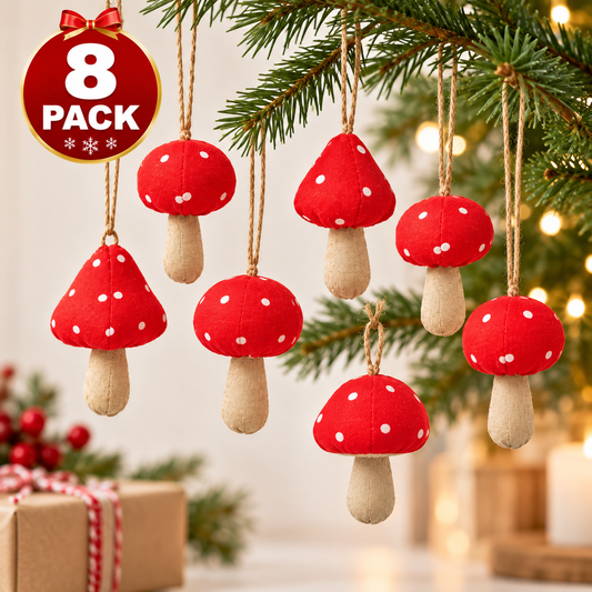 IKEA VINTERFINT Mushroom Christmas Tree Ornaments, 8 Pack, Red Decorative Hanging Mushrooms, Festive Woodland Xmas Tree Decorations for Holiday Home Décor