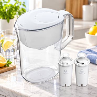 Brita Champlain Water Filter Pitcher, 2.4 L (10 Cup) Capacity, BPA-Free Water Filtration Jug with 2 Replacement Filters, Easy-Pour Design, Refillable Water Pitcher for Kitchen, Home & Office