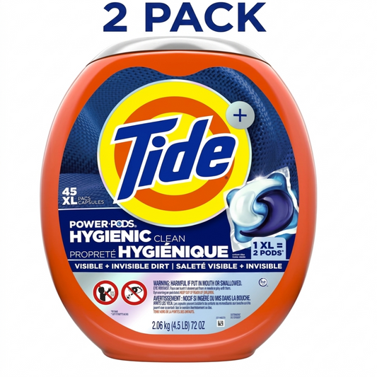 Tide Power PODS Laundry Detergent Pacs, Hygienic Clean, Original Scent, 45 Count x 2 Pack (90 Pacs Total)