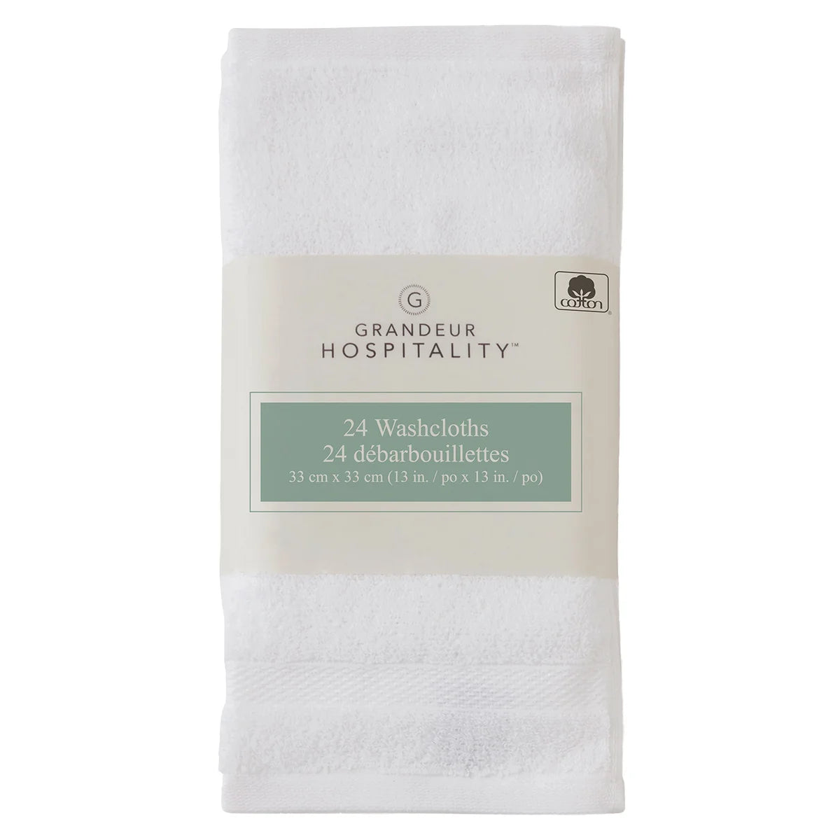 Grandeur Hospitality Washcloths, 24-pack