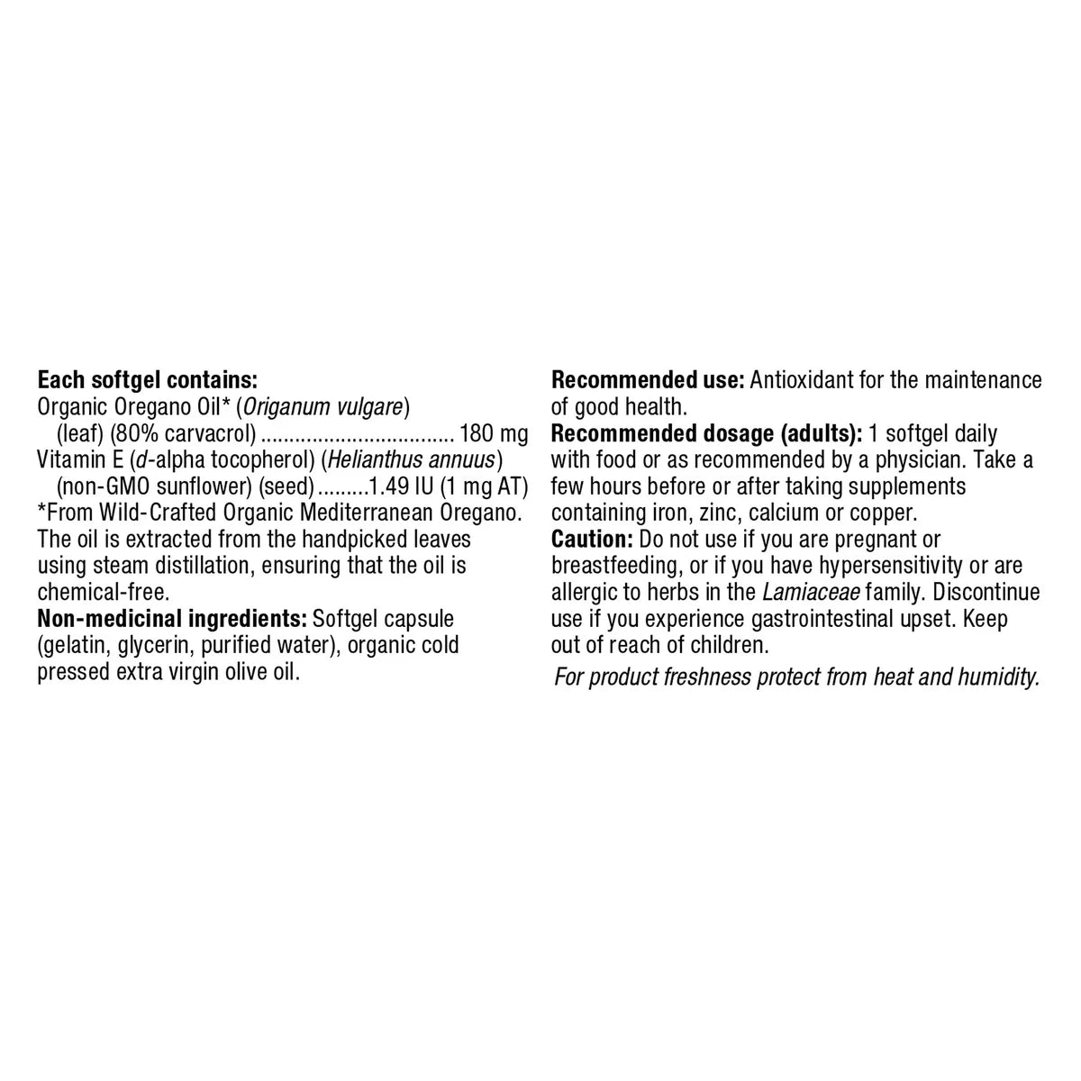 Holista Extra Strength Oregano Oil with Vitamin E - 2 x 90 softgels