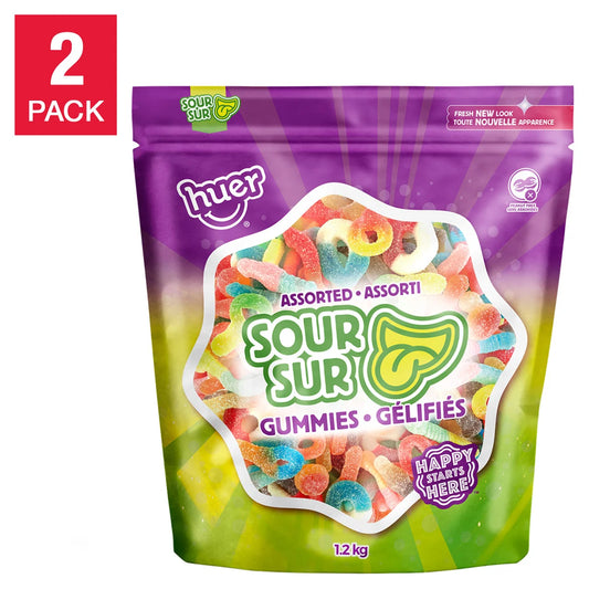 Huer Assorted Sour Gummies, Candy 2 x 1.2 kg