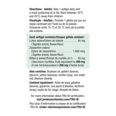 Jamieson Lutein 40 mg with Zeaxanthin & Bilberry, 3 x 60 Softgels