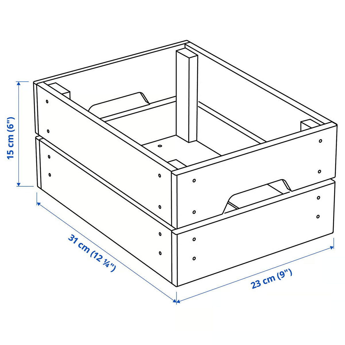 IKEA KNAGGLIG Box, pine, 23x31x15 cm (9x12 ¼x6 ")