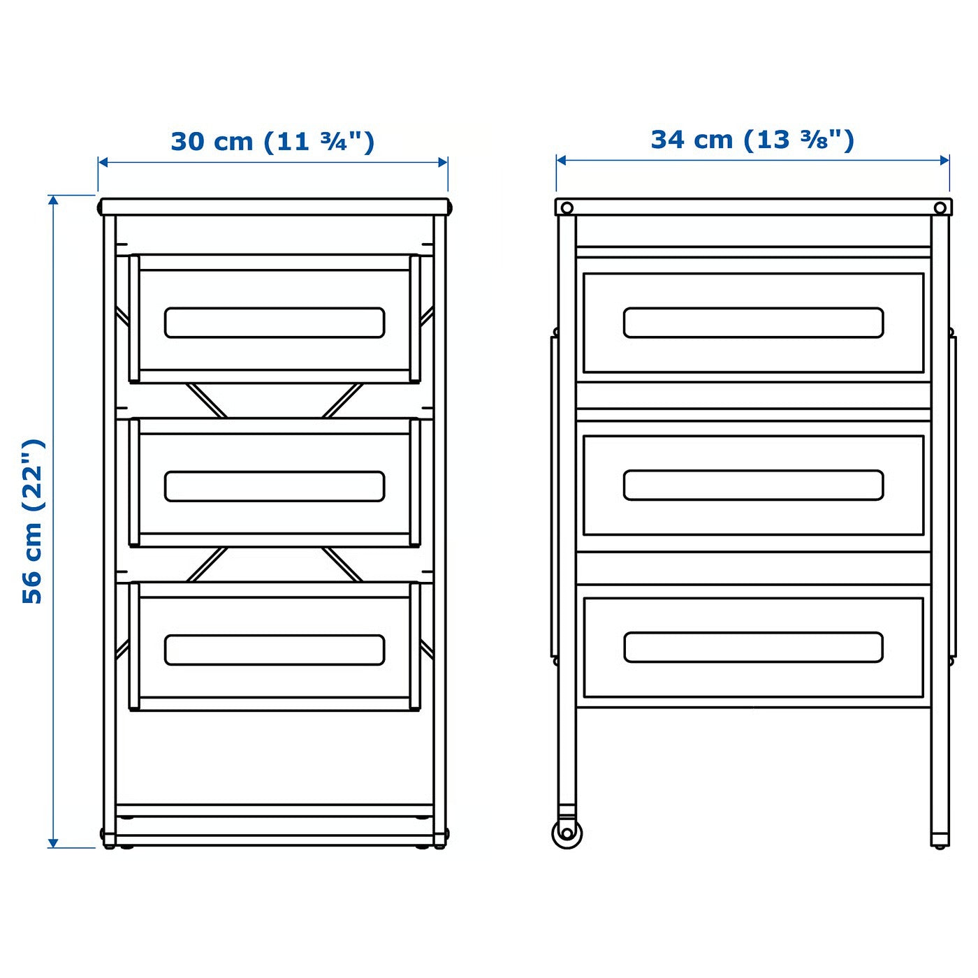 IKEA LENNART Drawer Unit with Castors – Slim Rolling Storage Organizer - White
