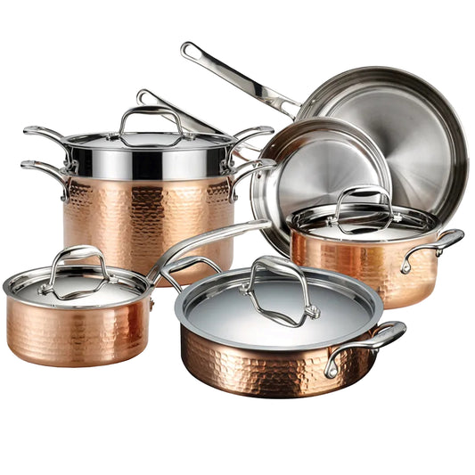 Lagostina Martellata Copper Cookware, 11-piece