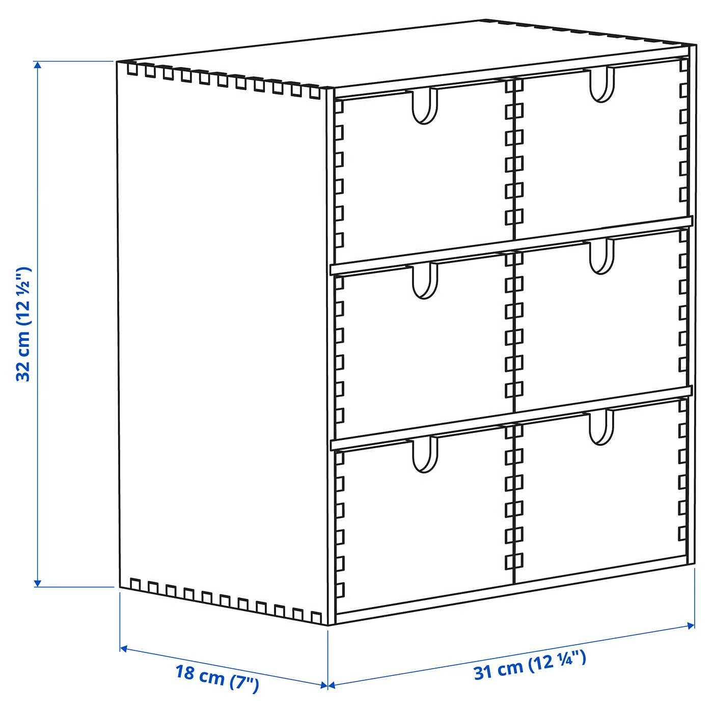 IKEA MOPPE Mini chest of drawers, birch plywood, 31x18x32 cm (12 ¼x7x12 5/8 ")