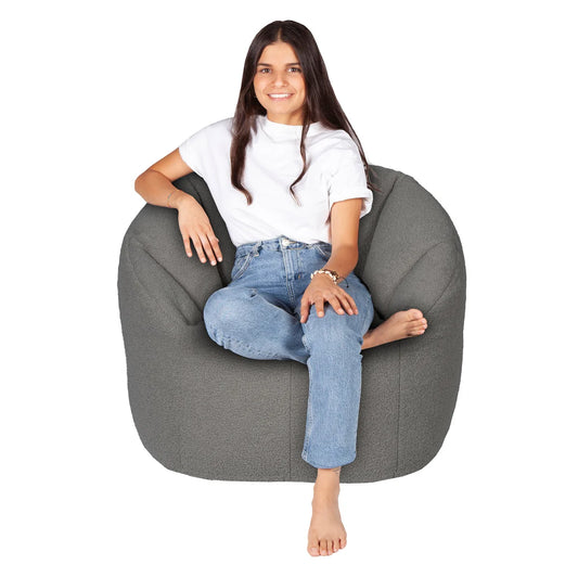 Norka Living Rod Sherpa Bean Bag Chair | Grey