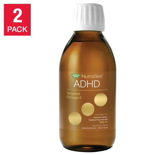 NutraSea ADHD Targeted Omega-3, Citrus Punch Flavour, 2 Bottles of 200 mL