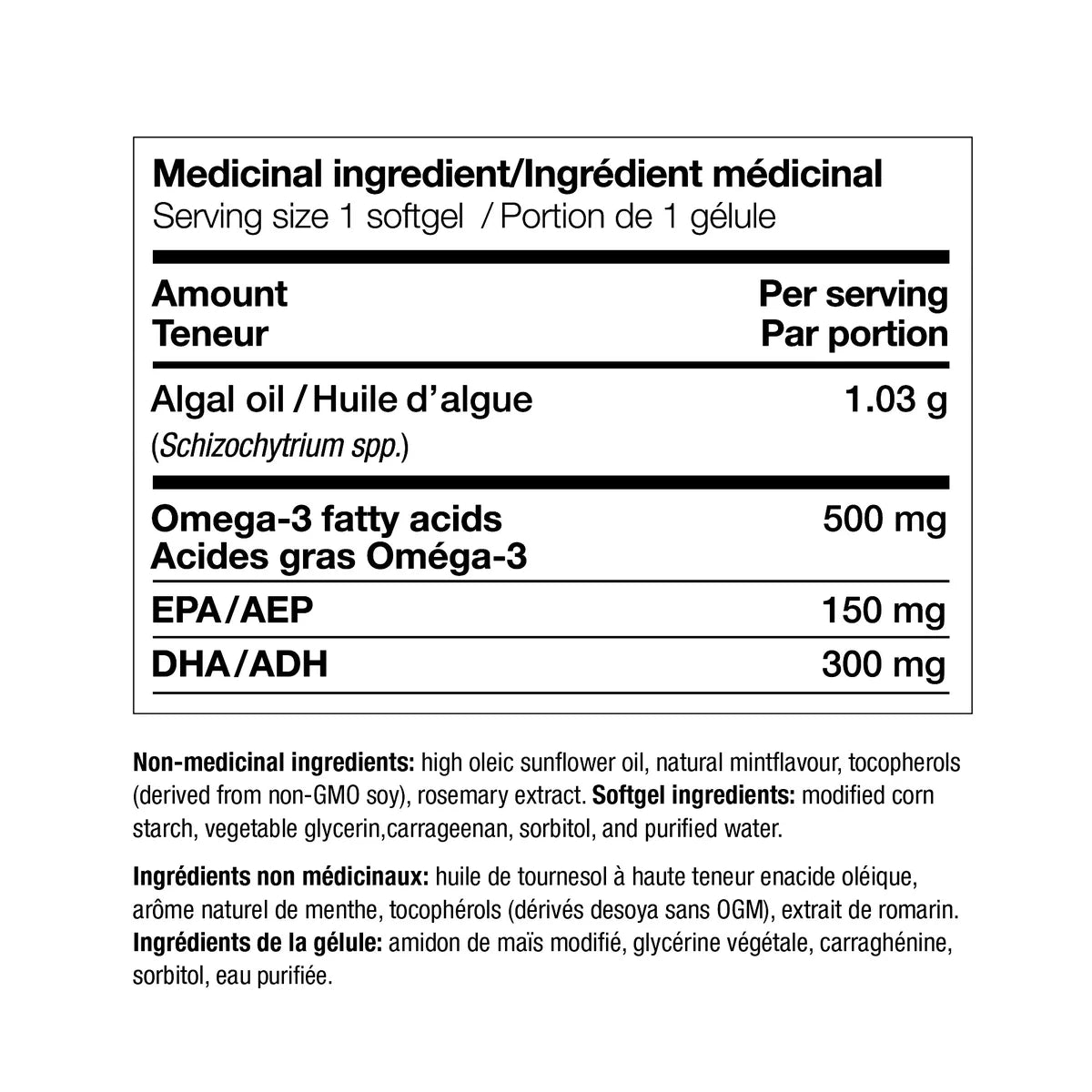 NutraVege Plant Based Omega-3, Mint Flavour, 2 x 75 Softgels