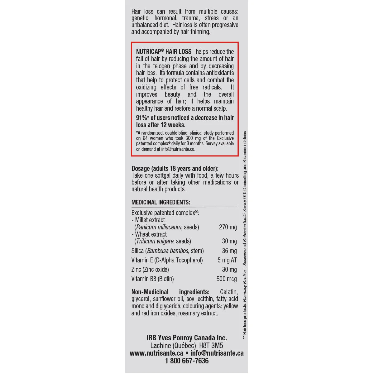 Nutrisanté Nutricap Hair Loss, 30 softgels, 2-pack