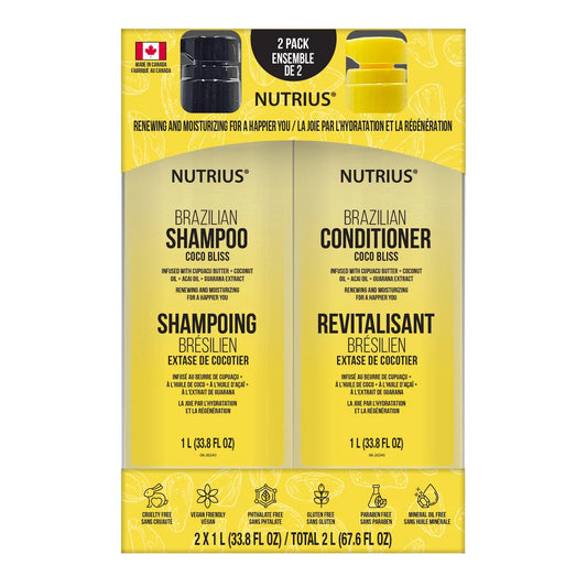 Nutrius Brazilian Shampoo and Conditioner, 2 x 1 L