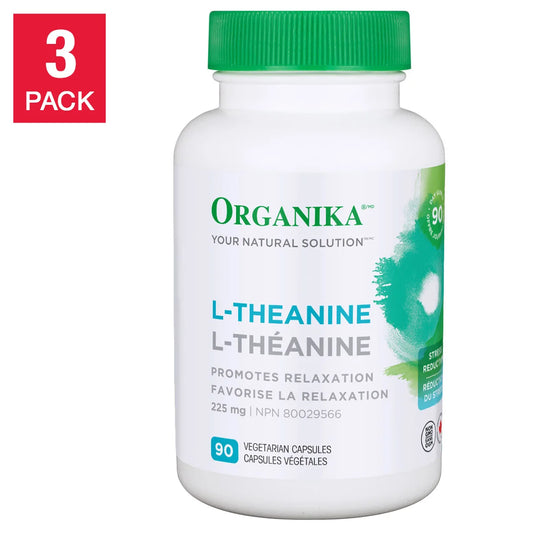 Organika L-Theanine 225 mg Vegetarian Capsules, 90-count, 3-pack