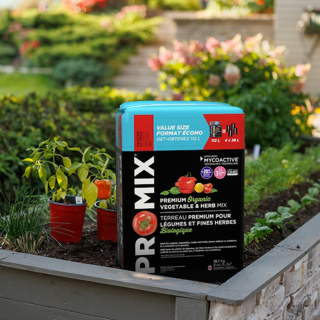 PRO-MIX Premium Organic Vegetable & Herb Mix – 112 L Container Soil for Vegetables, Fruits & Herbs