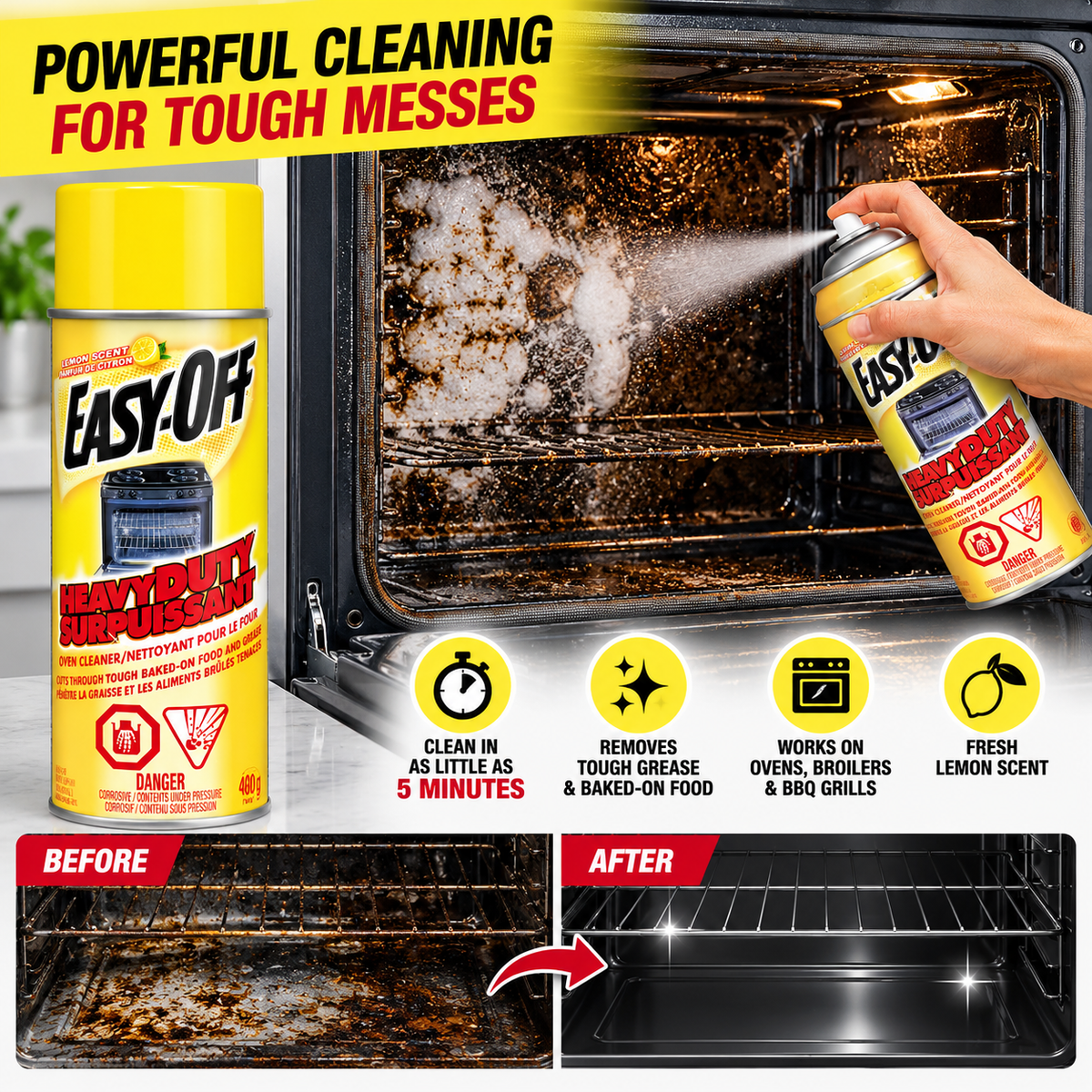 Easy-Off Heavy-Duty Oven Cleaner, Lemon Scent, 400 g
