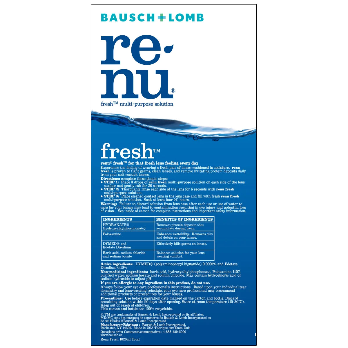 Renu Fresh Multi-Purpose Solution 2 x 480 ml + 60 ml