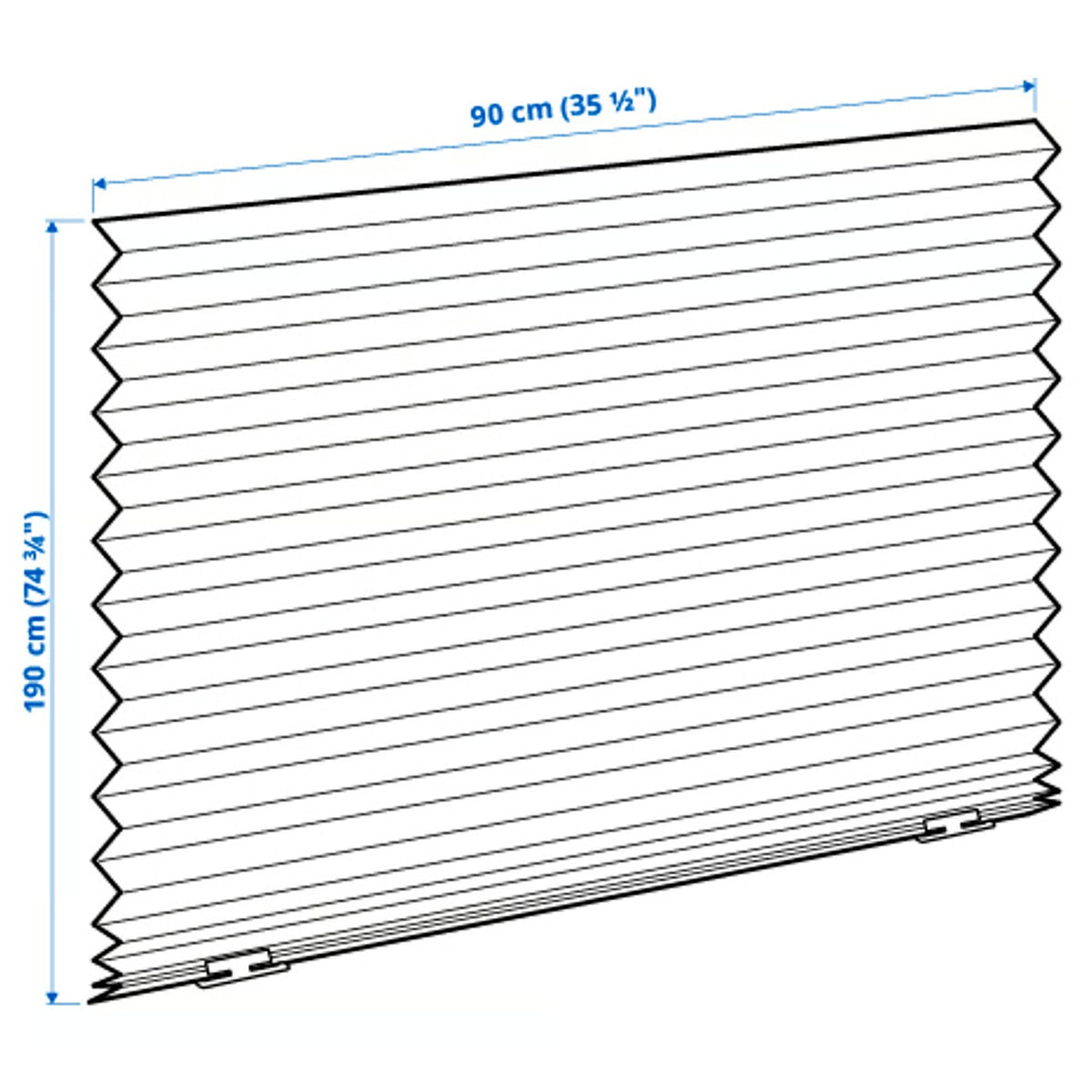 (2 PACK) IKEA SCHOTTIS Pleated blind, white, 90x190 cm (35 ½x74 ¾ ")