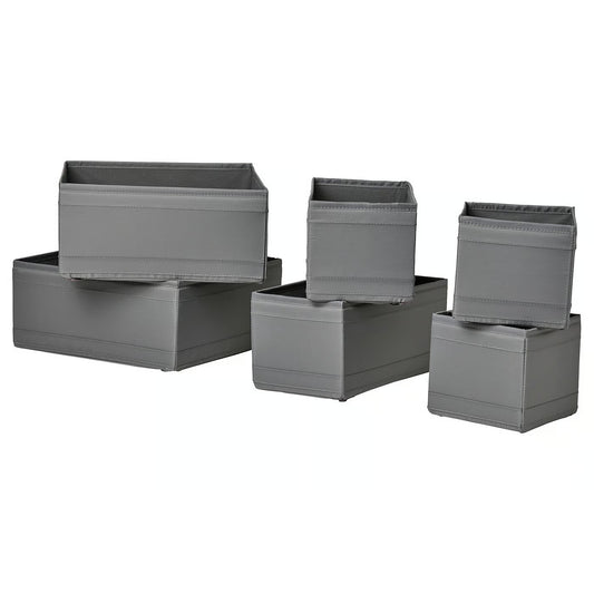 IKEA SKUBB Box, set of 6, dark gray