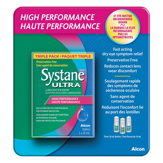 Systane Ultra Lubricant Eye Drops, Preservative Free, 3 x 10 mL Bottles