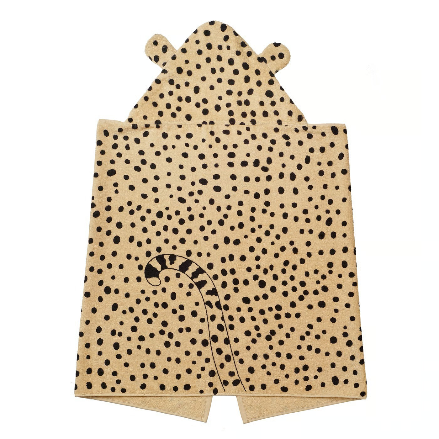 IKEA SANDLÖPARE Towel with hood, light brown/cheetah pattern, 70x140 cm (27 1/2x55 1/8 ")