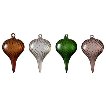 (8 Pack) IKEA VINTERFINT Glass Christmas Tree Ornaments, 8 Pack, Mixed Colour Hanging Baubles, Decorative Swirl Teardrop Xmas Ornaments for Christmas Trees, Holiday Decorations & Festive Home Décor