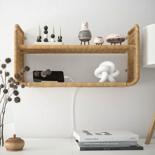 IKEA FRYKSÃ…S Wall shelf, rattan, 60x20 cm (23 5/8x7 7/8 ")