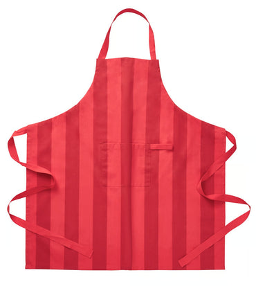IKEA VINTERFINT Striped Kitchen Apron, Red, Festive Christmas Cooking Apron, Adjustable Protective Bib Apron for Baking, Cooking, Holiday Parties & Everyday Kitchen Use