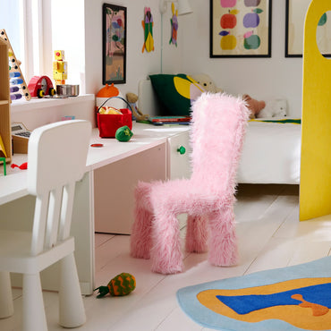 IKEA GREJSIMOJS Cover for children's chair, faux fur/pink