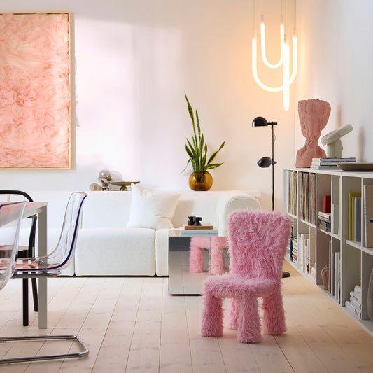 IKEA GREJSIMOJS Cover for children's chair, faux fur/pink